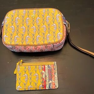 Tory Burch seahorse Wristlet and card wallet set